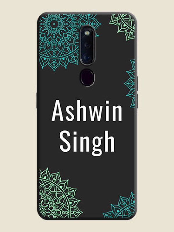 Custom Your Name with Floral Design on Space Black Custom Soft Matte Back Cover - Oppo F11 Pro