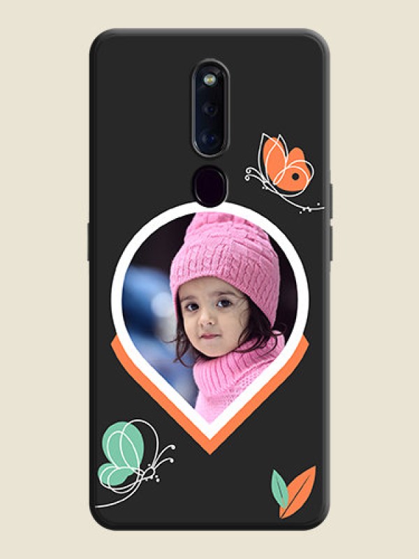 Custom Upload Pic With Simple Butterly Design On Space Black Personalized Soft Matte Phone Covers -Oppo F11 Pro