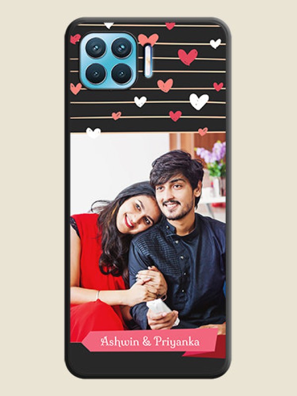 Custom Love Pattern with Name on Pink Ribbon  on Photo on Space Black Soft Matte Back Cover - Oppo f17 pro