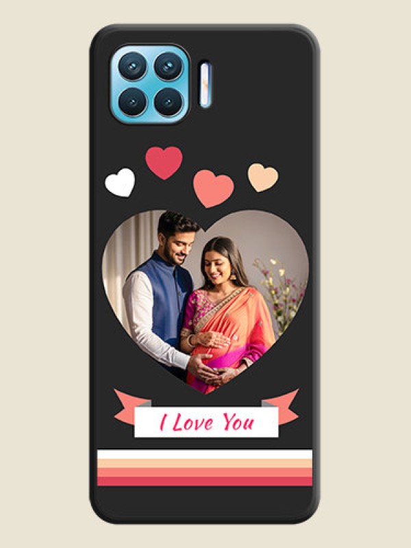 Custom Love Shaped Photo with Colorful Stripes on Personalised Space Black Soft Matte Cases - Oppo f17 pro