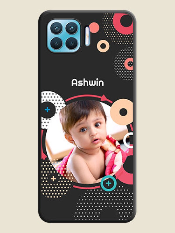 Custom Multicoloured Round Image on Personalised Space Black Soft Matte Cases - Oppo f17 pro