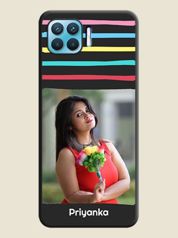 Custom Multicolor Lines with Image on Space Black Personalized Soft Matte Phone Covers - Oppo f17 pro