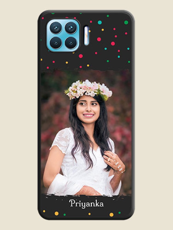 Custom Multicolor Dotted Pattern with Text on Space Black Custom Soft Matte Phone Back Cover - Oppo f17 pro