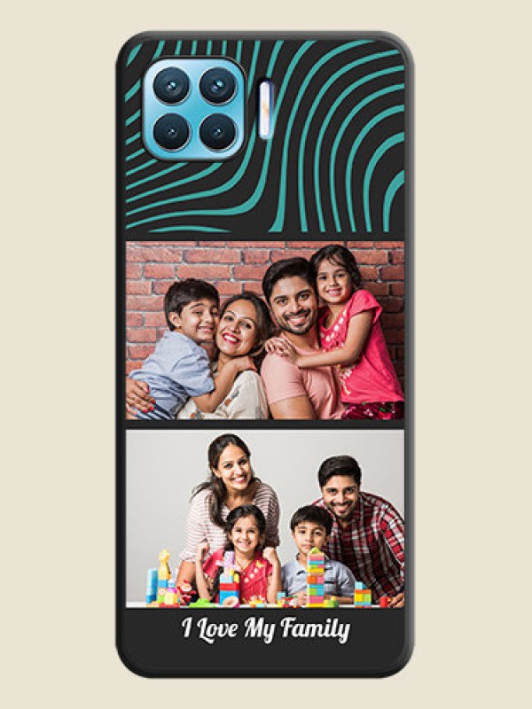 Custom Wave Pattern with 2 Image Holder on Space Black Personalized Soft Matte Phone Covers - Oppo f17 pro