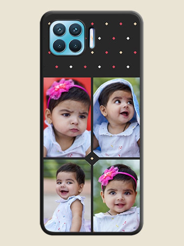 Custom Multicolor Dotted Pattern with 4 Image Holder on Space Black Custom Soft Matte Phone Cases - Oppo f17 pro