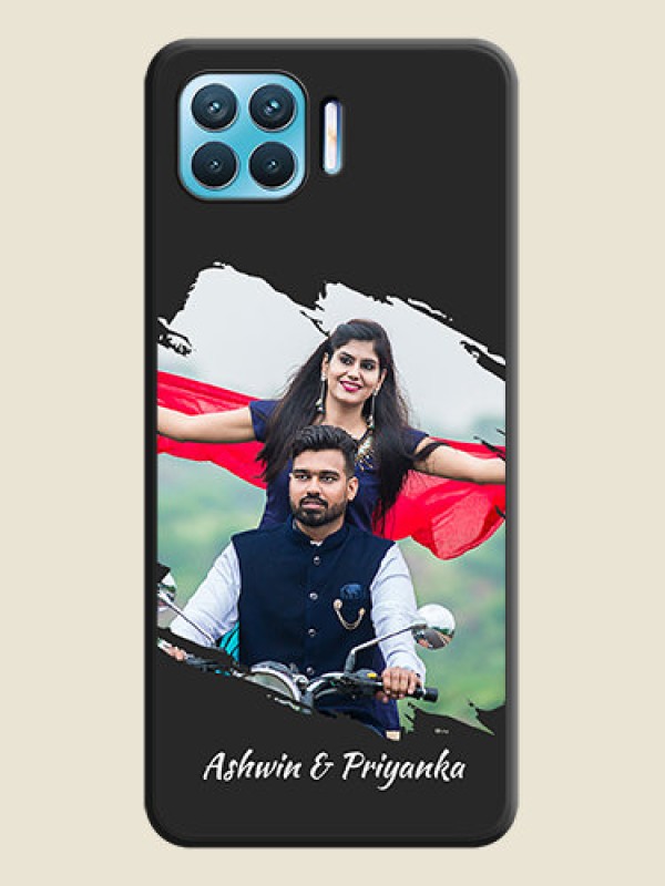 Custom Grunge Brush Strokes on Photo on Space Black Soft Matte Back Cover - Oppo f17 pro