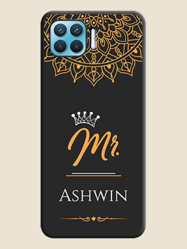 Custom Mr Name with Floral Design  on Personalised Space Black Soft Matte Cases - Oppo f17 pro