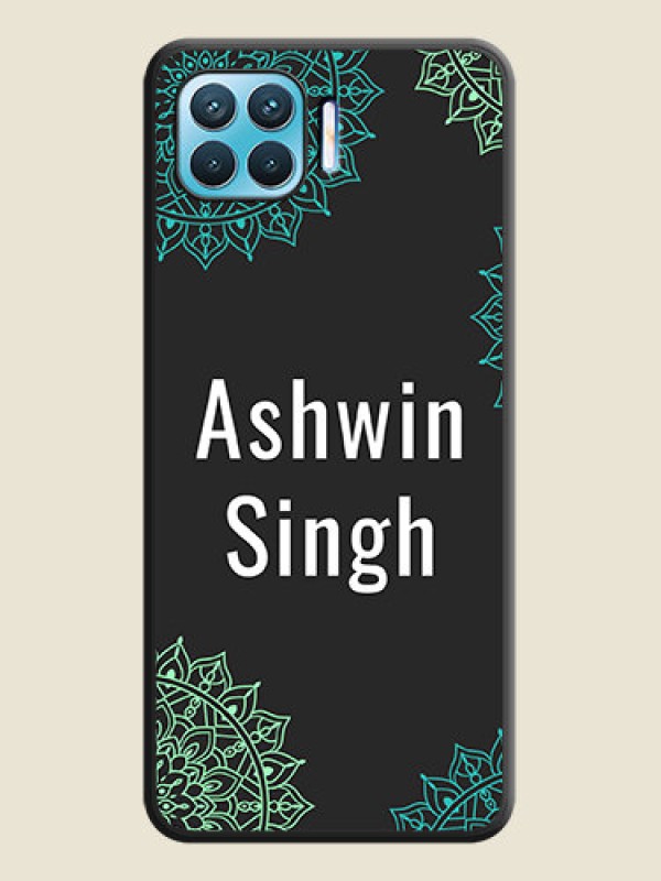 Custom Your Name with Floral Design on Space Black Custom Soft Matte Back Cover - Oppo f17 pro