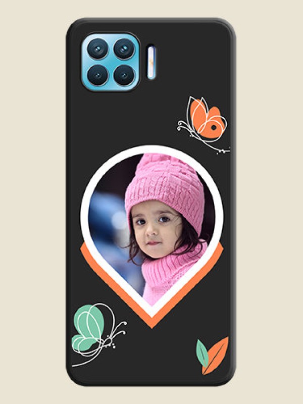 Custom Upload Pic With Simple Butterly Design On Space Black Personalized Soft Matte Phone Covers -Oppo F17 Pro