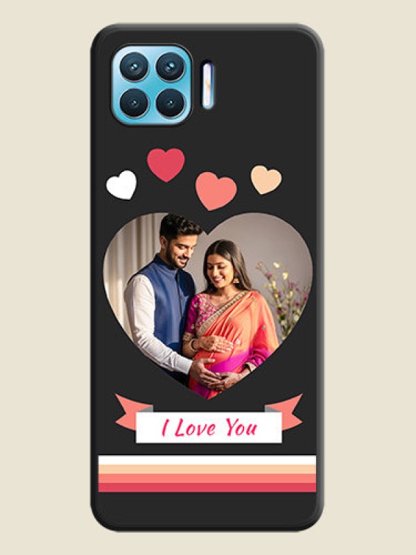 Custom Love Shaped Photo with Colorful Stripes on Personalised Space Black Soft Matte Cases - Oppo F17