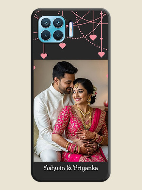 Custom Pink Love Hangings with Text on Space Black Custom Soft Matte Back Cover - Oppo F17
