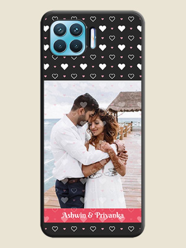 Custom White Color Love Symbols with Text Design on Photo on Space Black Soft Matte Phone Cover - Oppo F17