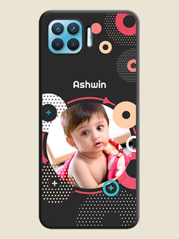 Custom Multicoloured Round Image on Personalised Space Black Soft Matte Cases - Oppo F17