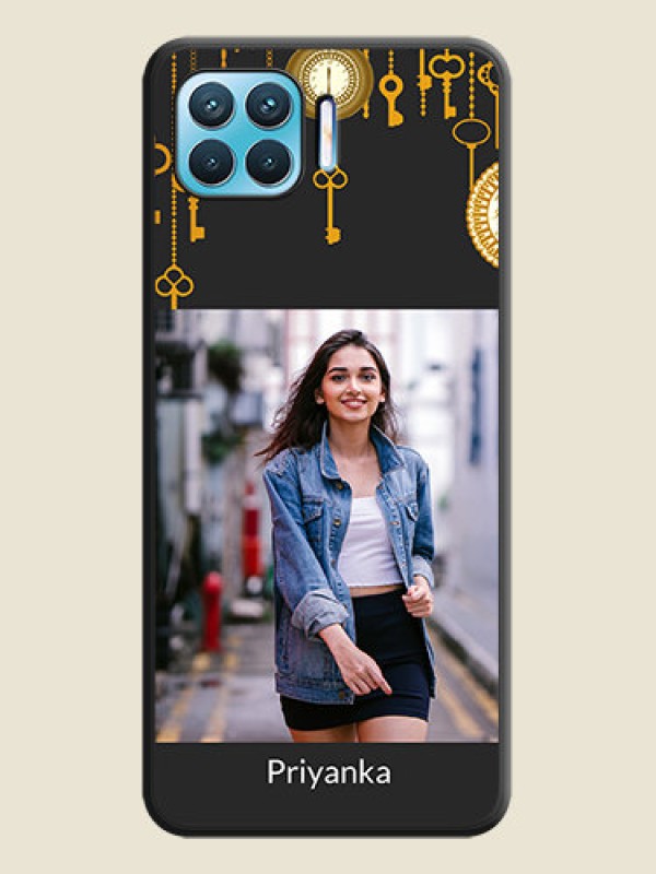 Custom Decorative Design with Text on Space Black Custom Soft Matte Back Cover - Oppo F17