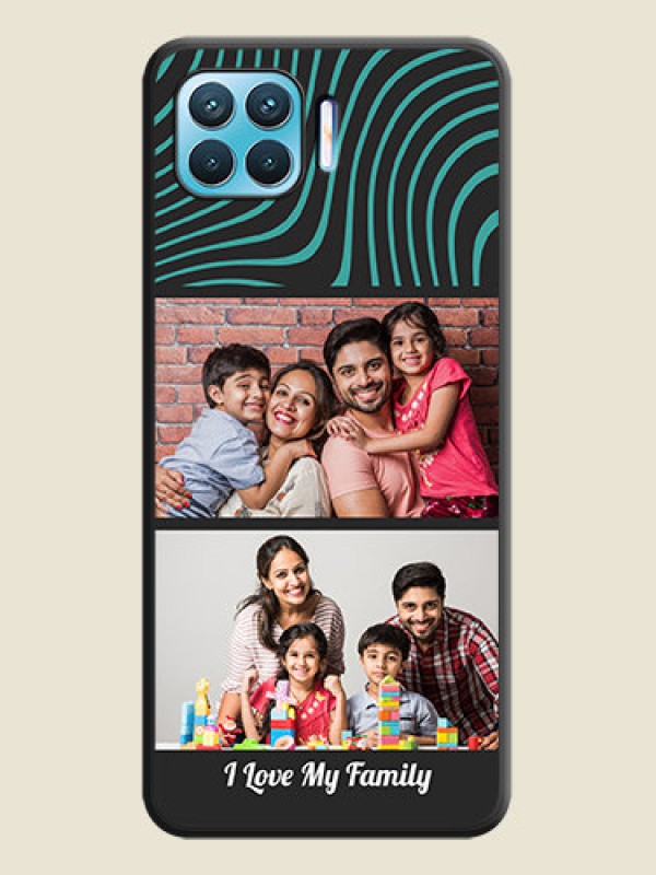 Custom Wave Pattern with 2 Image Holder on Space Black Personalized Soft Matte Phone Covers - Oppo F17