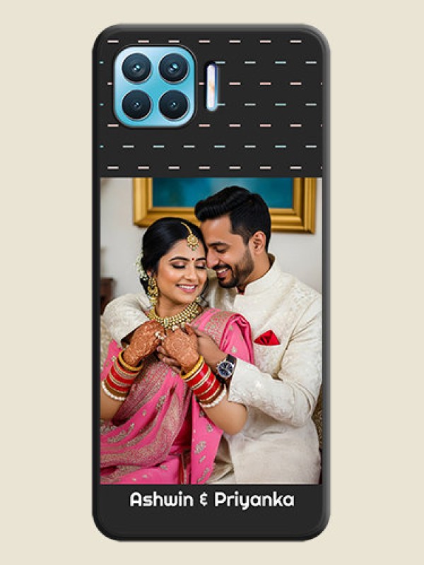 Custom Line Pattern Design with Text on Space Black Custom Soft Matte Phone Back Cover - Oppo F17