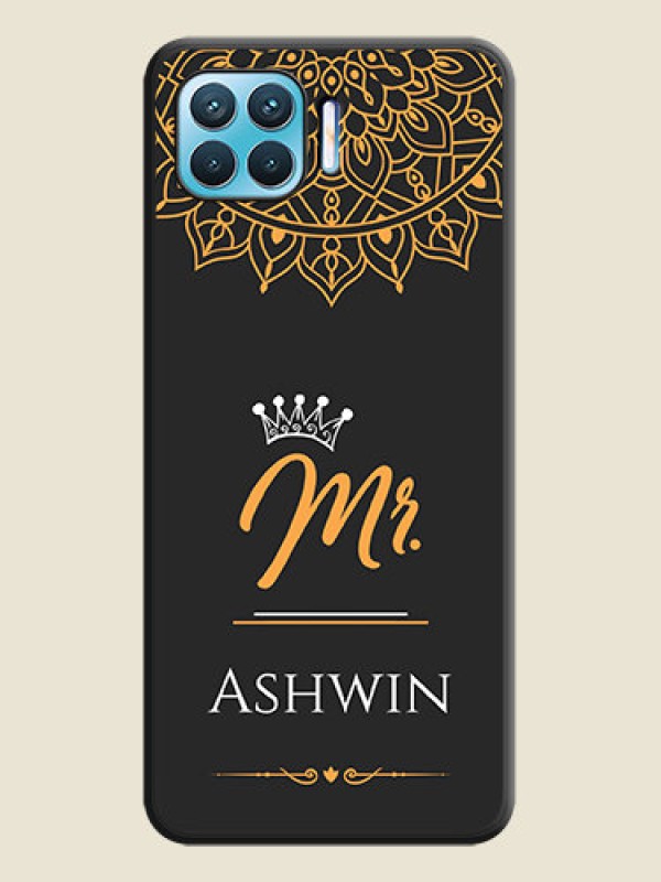 Custom Mr Name with Floral Design  on Personalised Space Black Soft Matte Cases - Oppo F17