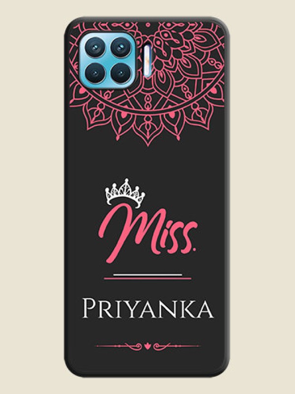 Custom Mrs Name with Floral Design on Space Black Personalized Soft Matte Phone Covers - Oppo F17