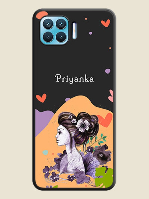 Custom Namecase For Her With Fancy Lady Image On Space Black Personalized Soft Matte Phone Covers -Oppo F17