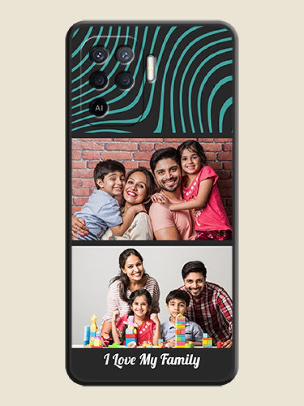 Custom Wave Pattern with 2 Image Holder on Space Black Personalized Soft Matte Phone Covers - Oppo F19 Pro