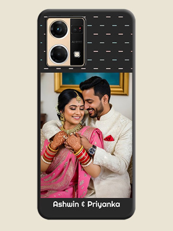 Custom Line Pattern Design with Text on Space Black Custom Soft Matte Phone Back Cover - Oppo F21 Pro 4G