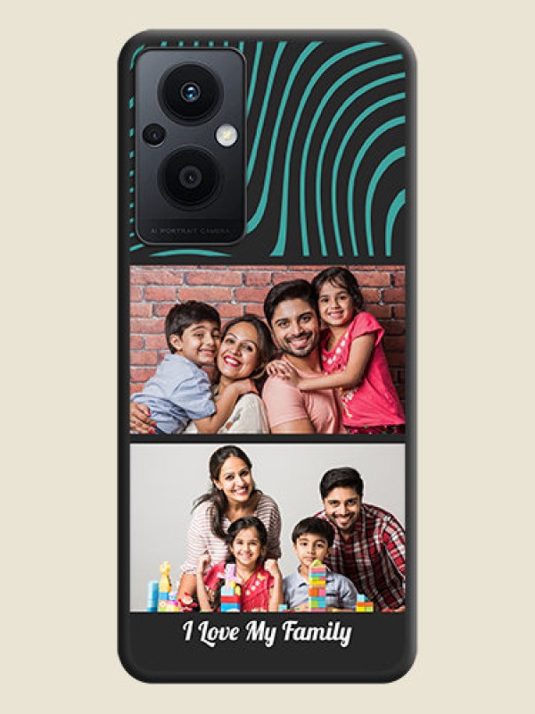 Custom Wave Pattern with 2 Image Holder on Space Black Personalized Soft Matte Phone Covers - Oppo F21 Pro 5G