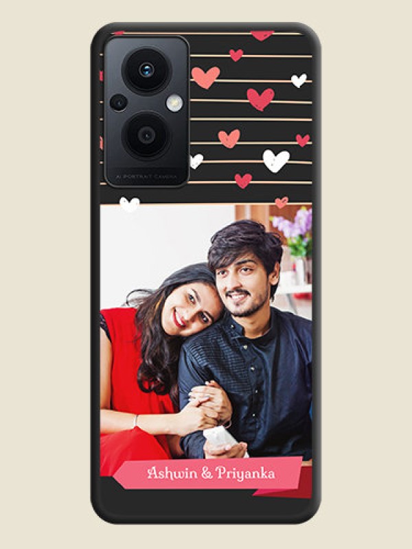 Custom Love Pattern with Name on Pink Ribbon  on Photo on Space Black Soft Matte Back Cover - Oppo F21s Pro 5G
