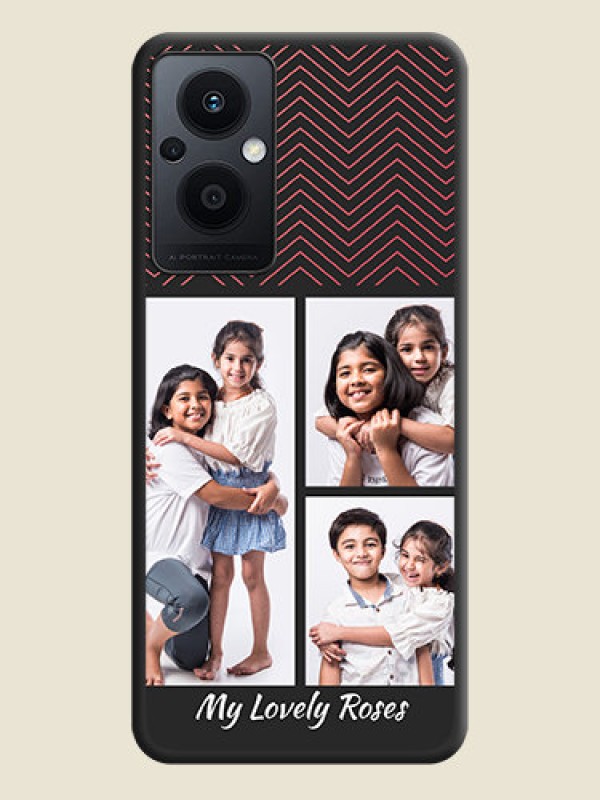 Custom Wave Pattern with 3 Image Holder on Space Black Custom Soft Matte Back Cover - Oppo F21s Pro 5G