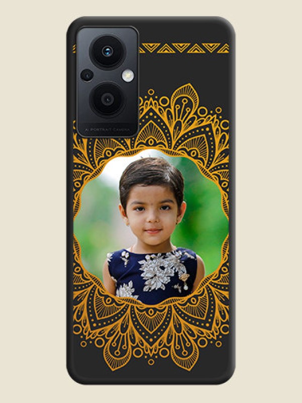 Custom Round Image with Floral Design on Photo on Space Black Soft Matte Mobile Cover - Oppo F21s Pro 5G