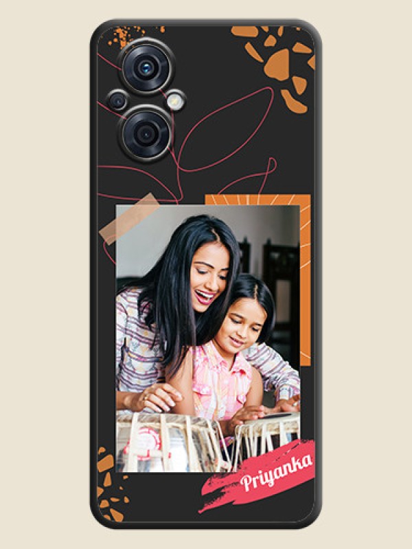 Custom Orange Photo Frame on Space Black Custom Soft Matte Phone Back Cover - Oppo F21s Pro 5G