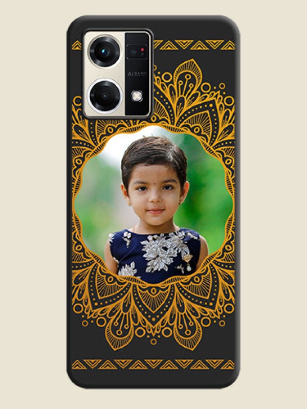 Custom Round Image with Floral Design on Photo on Space Black Soft Matte Mobile Cover - Oppo F21s Pro