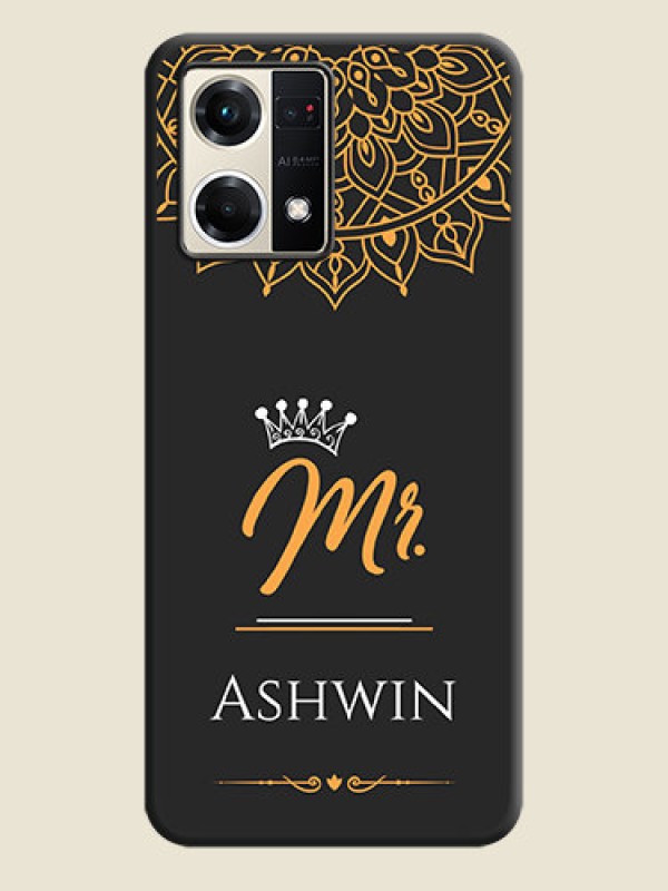 Custom Mr Name with Floral Design  on Personalised Space Black Soft Matte Cases - Oppo F21s Pro