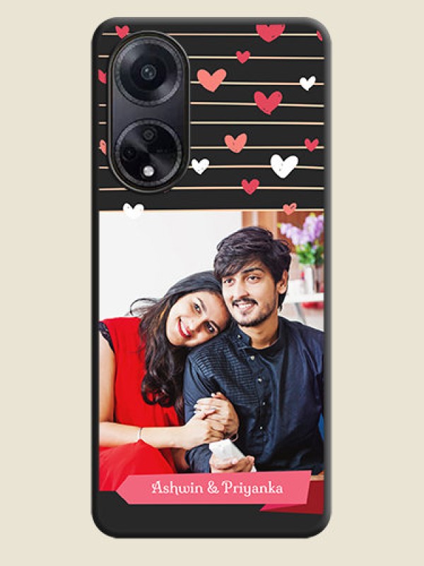 Custom Love Pattern with Name on Pink Ribbon - Photo on Space Black Soft Matte Back Cover - Oppo F23 5G