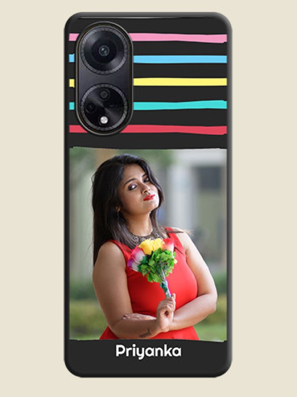Custom Multicolor Lines with Image on Space Black Personalized Soft Matte Phone Covers - Oppo F23 5G