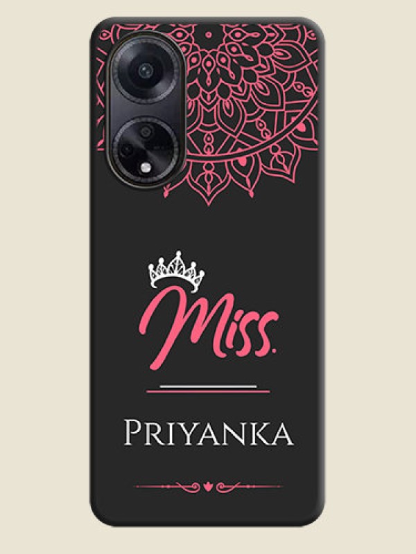Custom Mrs Name with Floral Design on Space Black Personalized Soft Matte Phone Covers - Oppo F23 5G