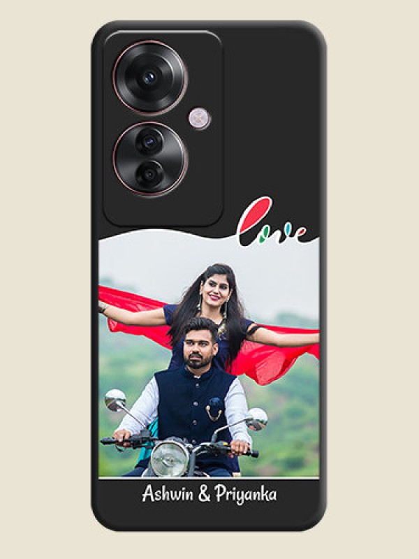 Custom Fall in Love Pattern with Picture on Photo On Space Black Custom Soft Matte Mobile Back Cover - Oppo F25 Pro 5G