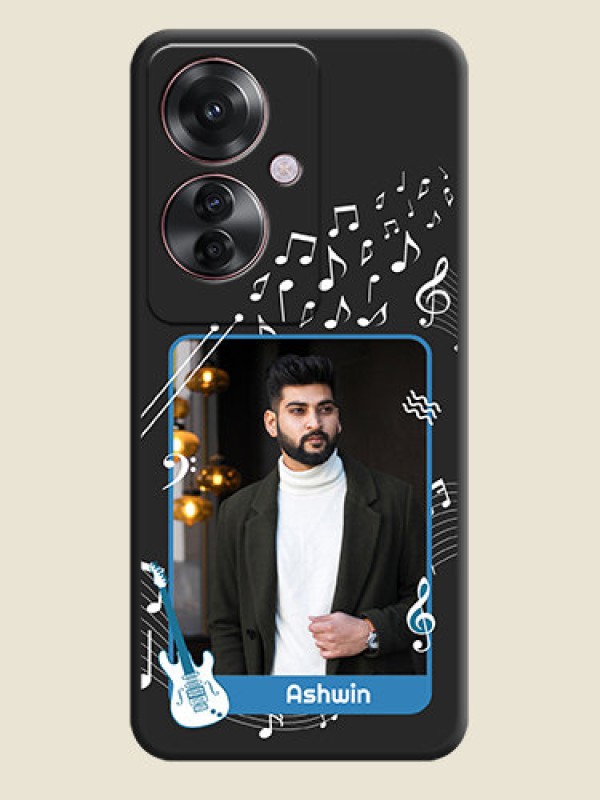 Custom Musical Theme Design with Text on Photo On Space Black Custom Soft Matte Mobile Back Cover - Oppo F25 Pro 5G