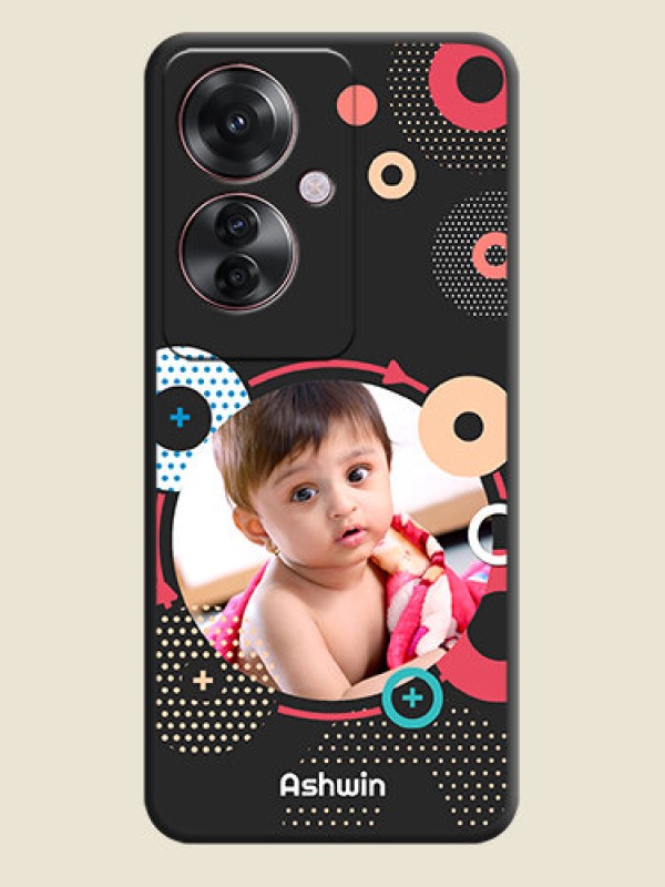 Custom Multicoloured Round Image On Space Black Custom Soft Matte Mobile Back Cover - Oppo F25 Pro 5G