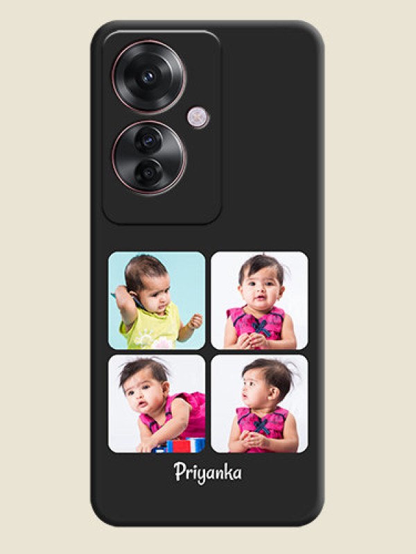 Custom Floral Art with 6 Image Holder on Photo On Space Black Custom Soft Matte Mobile Back Cover - Oppo F25 Pro 5G