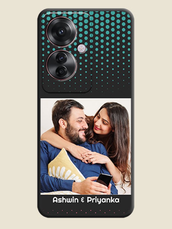 Custom Faded Dots with Grunge Photo Frame and Text On Space Black Custom Soft Matte Mobile Back Cover - Oppo F25 Pro 5G