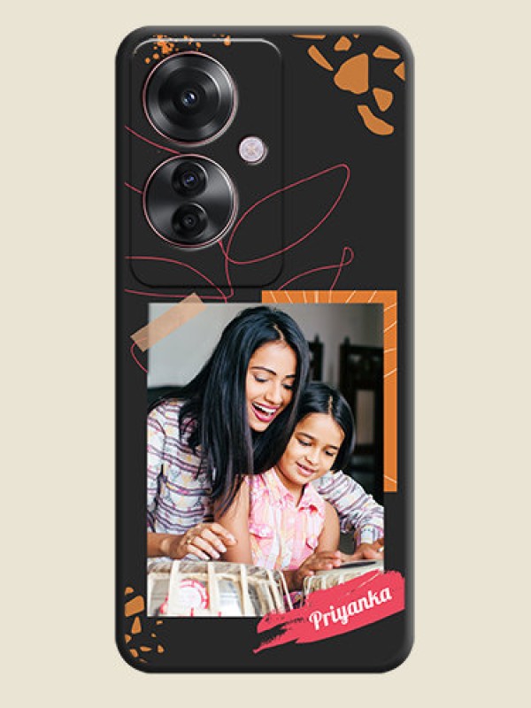 Custom Orange Photo Frame On Space Black Custom Soft Matte Mobile Back Cover - Oppo F25 Pro 5G