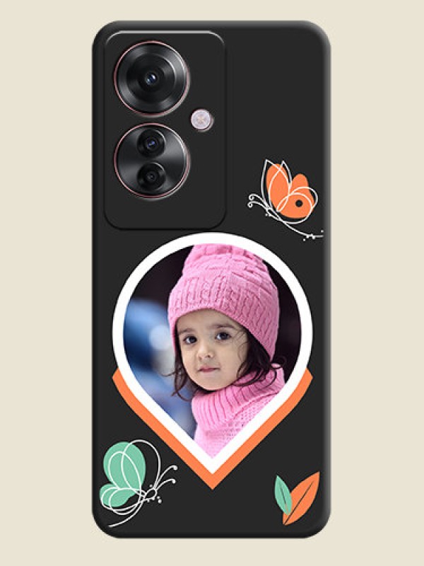 Custom Upload Pic With Simple Butterly Design On Space Black Custom Soft Matte Mobile Back Cover - Oppo F25 Pro 5G