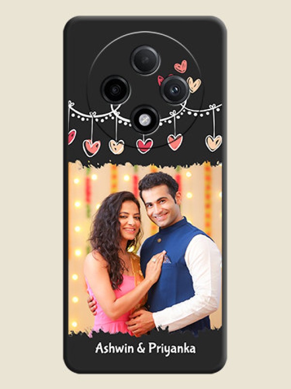 Custom Pink Love Hangings with Name On Space Black Custom Soft Matte Mobile Back Cover - Oppo F27 Pro Plus 5G
