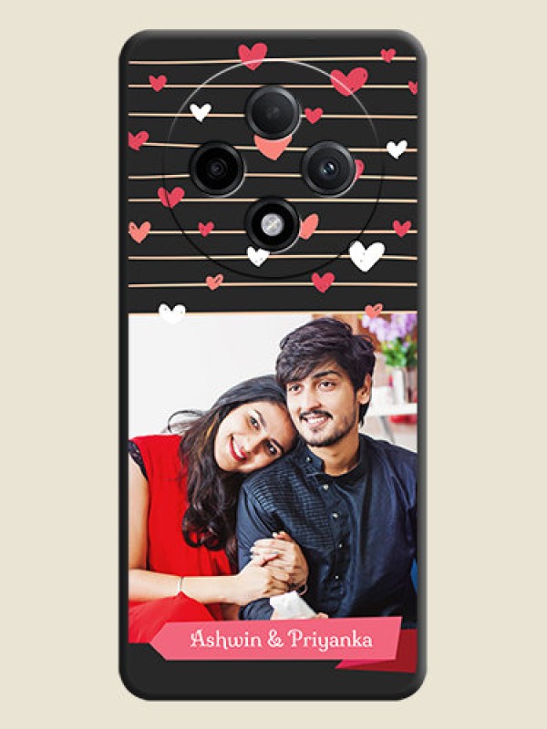 Custom Love Pattern with Name on Pink Ribbon on Photo On Space Black Custom Soft Matte Mobile Back Cover - Oppo F27 Pro Plus 5G