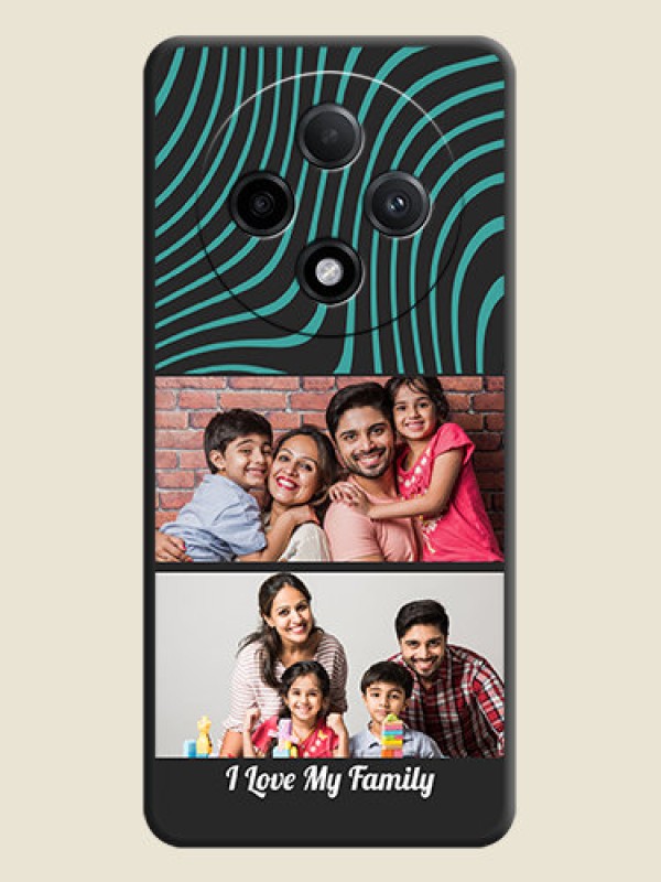 Custom Wave Pattern with 2 Image Holder On Space Black Custom Soft Matte Mobile Back Cover - Oppo F27 Pro Plus 5G