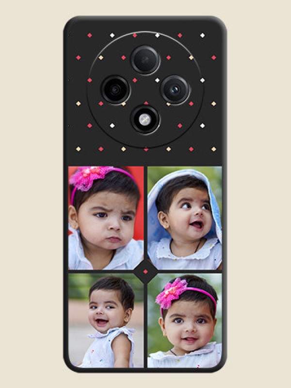 Custom Multicolor Dotted Pattern with 4 Image Holder On Space Black Custom Soft Matte Mobile Back Cover - Oppo F27 Pro Plus 5G