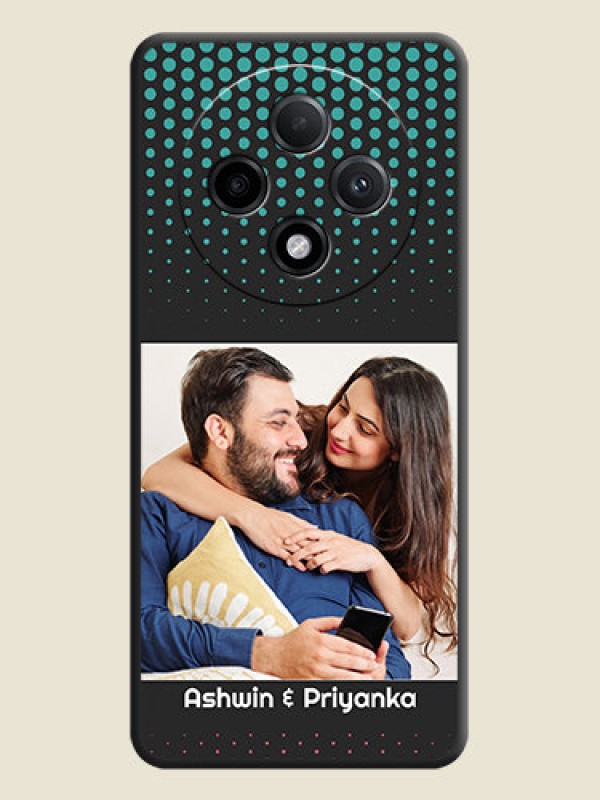 Custom Faded Dots with Grunge Photo Frame and Text On Space Black Custom Soft Matte Mobile Back Cover - Oppo F27 Pro Plus 5G