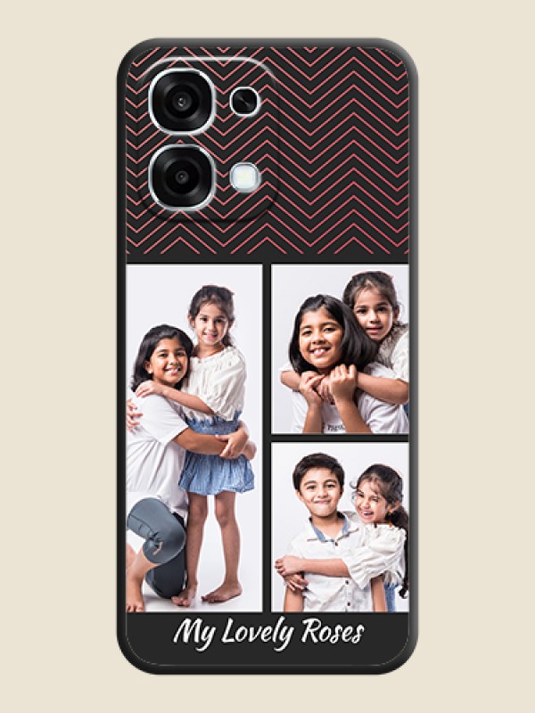 Custom Wave Pattern with 3 Image Holder On Space Black Custom Soft Matte Mobile Back Cover - Oppo F31 5G