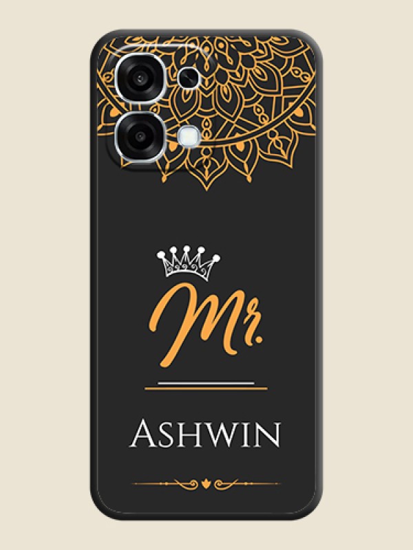 Custom Mr Name with Floral Design On Space Black Custom Soft Matte Mobile Back Cover - Oppo F31 5G