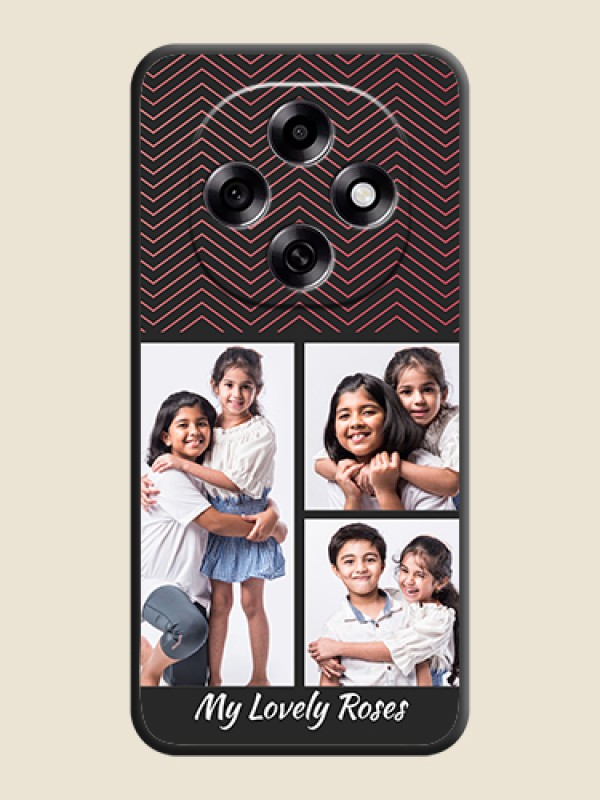 Custom Wave Pattern with 3 Image Holder On Space Black Custom Soft Matte Mobile Back Cover - Oppo F31 Pro 5G